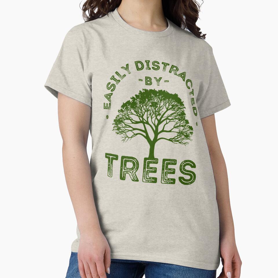 Easily Distracted by Trees, Funny Nature Lover Quote, Vintage Tree by lagunaklein