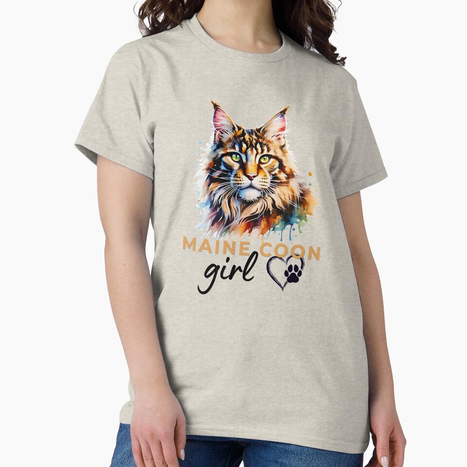 Maine Coon Girl Watercolor Design – Colorful Fluffy Cat Lover Gift for Maine Coon Owners by ArcticFoxStudio