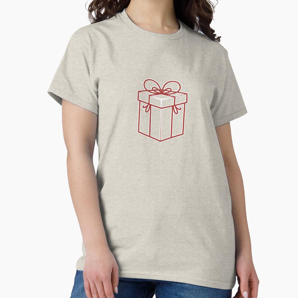 Minimalist Red Gift Box Outline with Ribbon Holiday Design by gk-creations