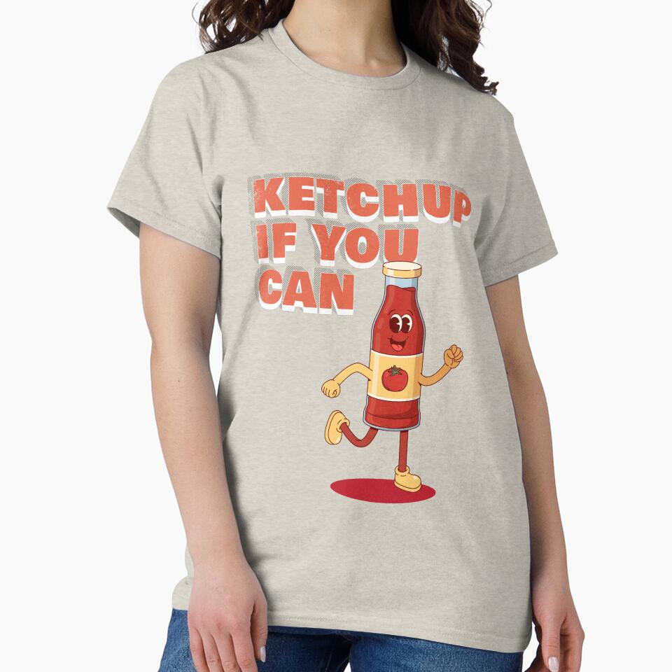 Ketchup If You Can Funny Food Pun Design – Cute Ketchup Mascot Graphic by azLittleLuxur