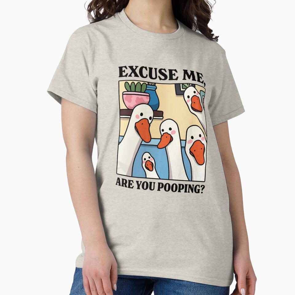 Excuse Me, Are You Pooping? – Funny Duck Bathroom Meme T-Shirt by HomeFarShop
