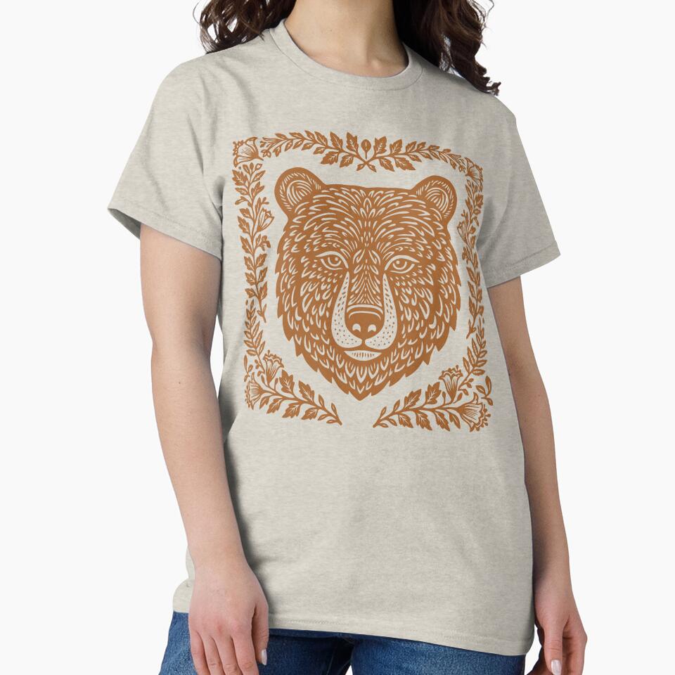 Floral Bear Folk Art Nature Lover Outdoorsy by Y-Vibes