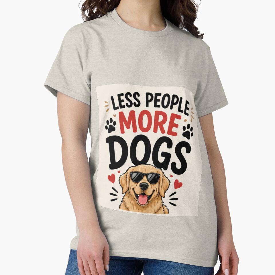 Less People More Dogs Funny Dog Lover Minimalist Shirt by PoojaArtLab
