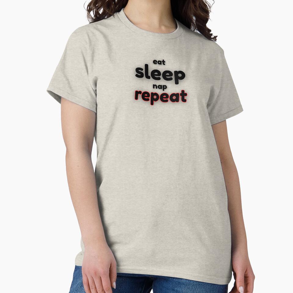 Eat Sleep Nap Repeat Funny Slogan by Snedsdigital