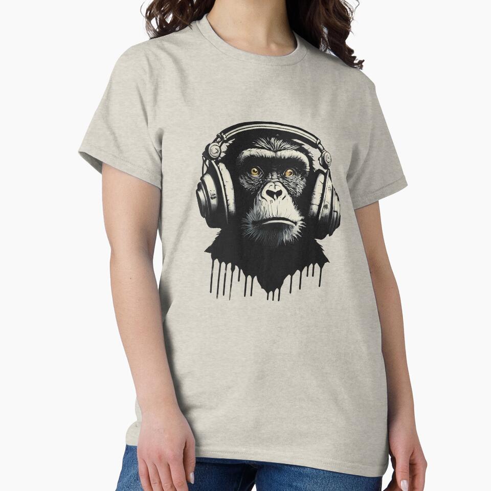 Banksy DJ Monkey Thinker with Headphones by hamishby