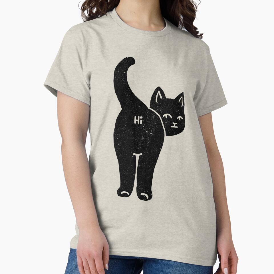 Hello Cat Butt Minimalist Black by Tobe Fonseca by Tobe Fonseca®
