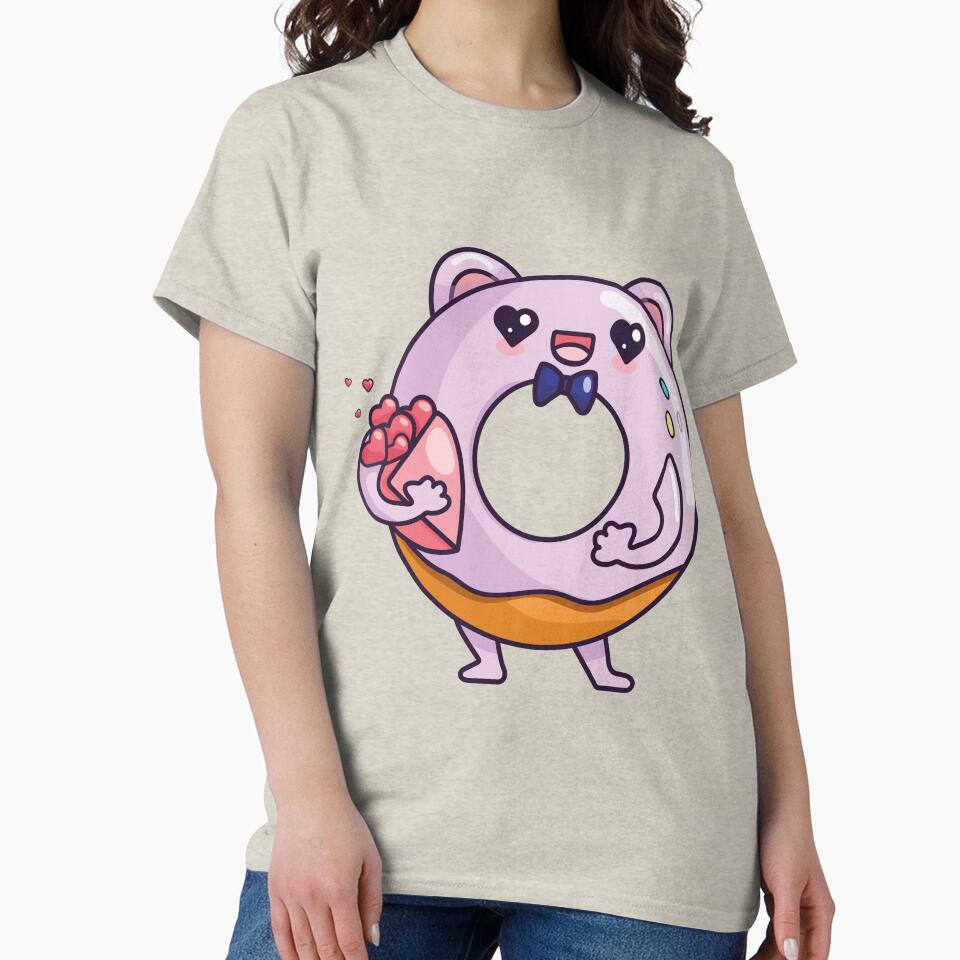 Funny donut character with bouquet in kawaii style. by IrinaCuteLab