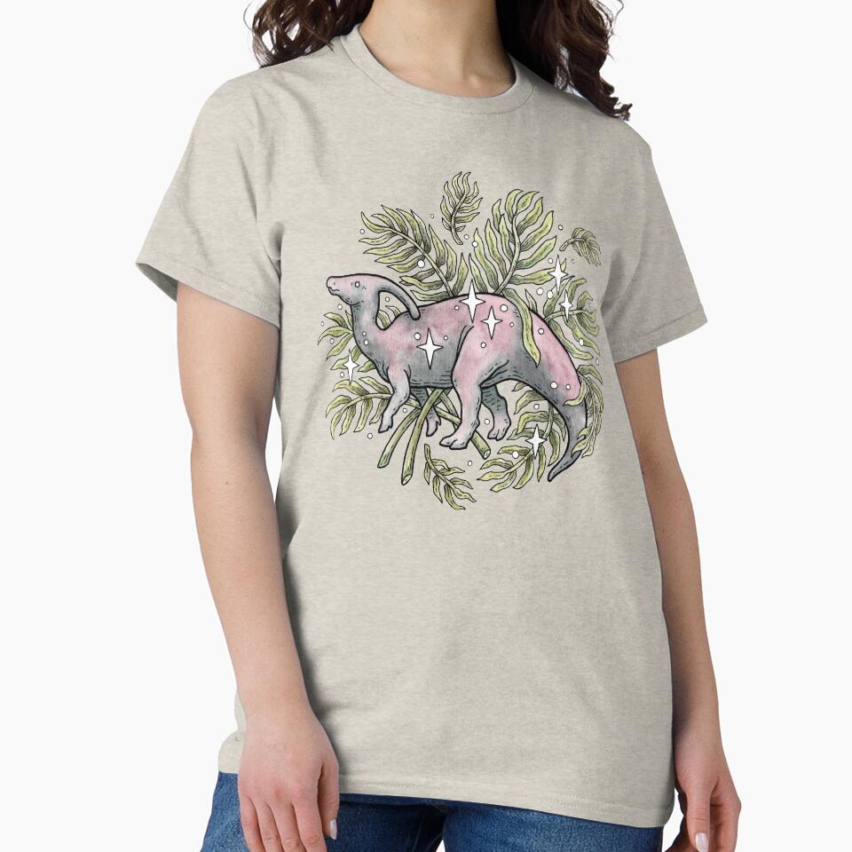 Parasaurolophus & Palms | Dinosaur Botanical Art by OMEGAFAUNA