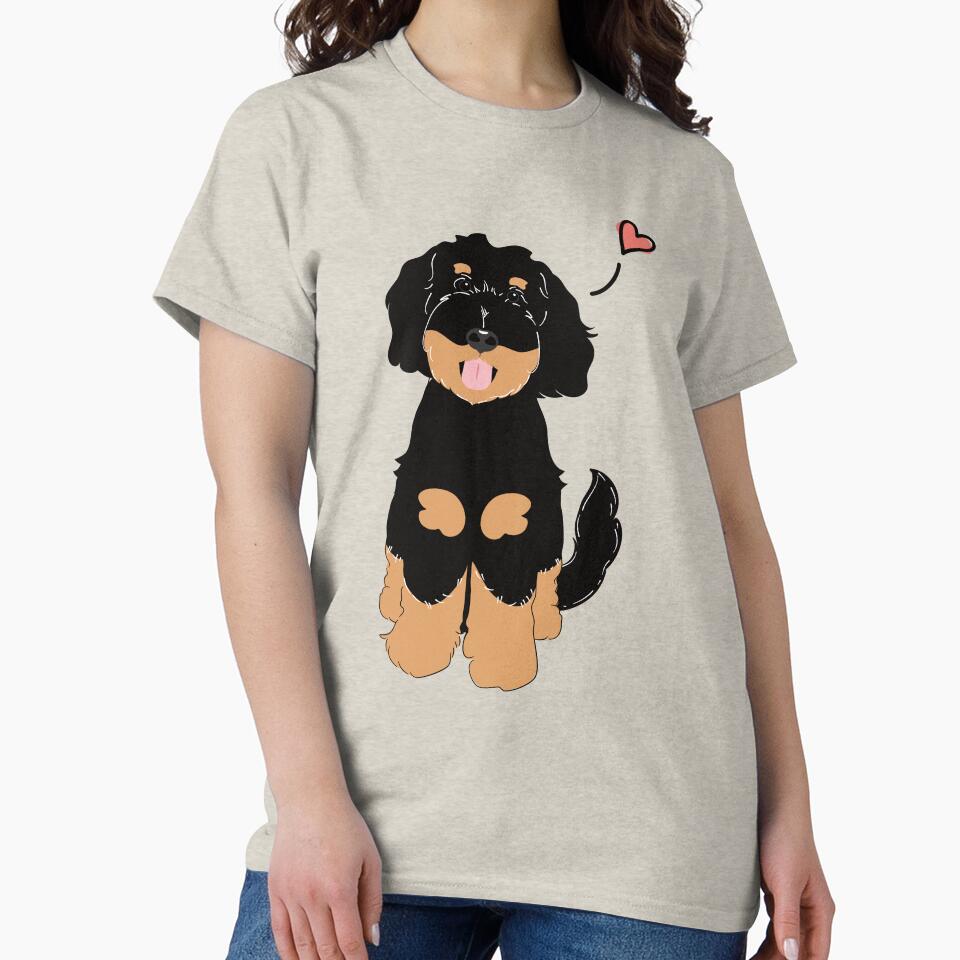 LOVE Black Tan Phantom Goldendoodle Dog by Lulupainting