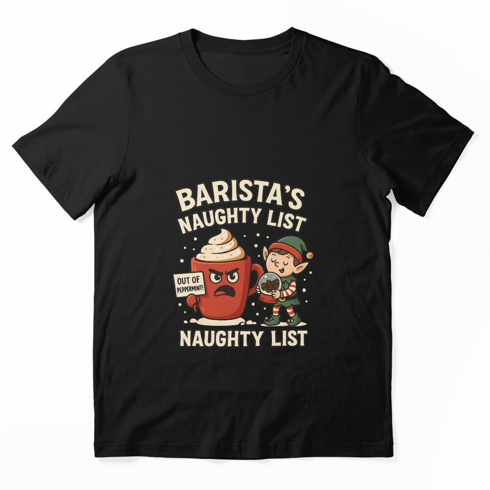 Barista’s Naughty List – Funny Coffee Christmas Shirt, Holiday Gift for Baristas & Coffee Lovers by AddictiveDesign