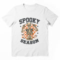 Checkerboard Skeleton Spooky Season Halloween T-shirt by FestivityFinds