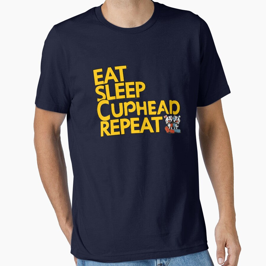 CUPHEAD TSHIRT / EAT SLEEP CUPHEAD REPEAT by GOATsOfficial