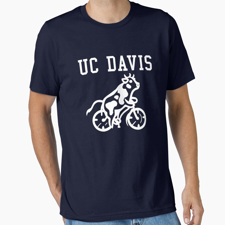 UC Davis Cow Bicycle T Shirt (White) by only1bigboy