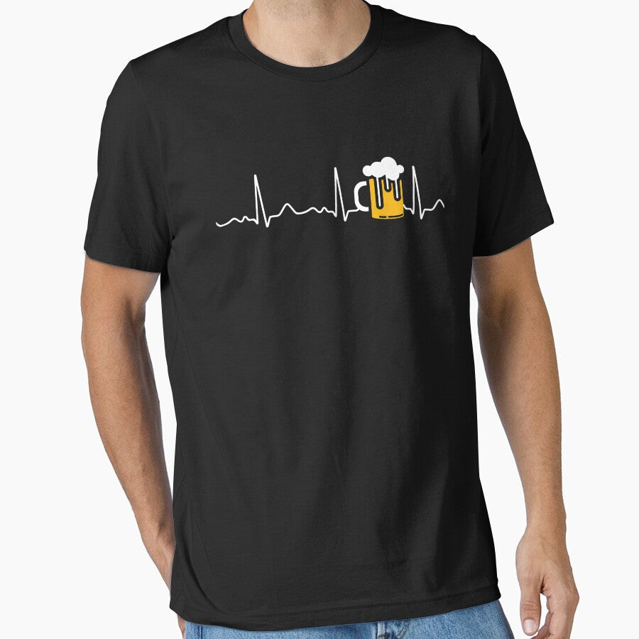 Beer / beer glass - heart line, heartbeat, pulse, EKG by Mohja-Design
