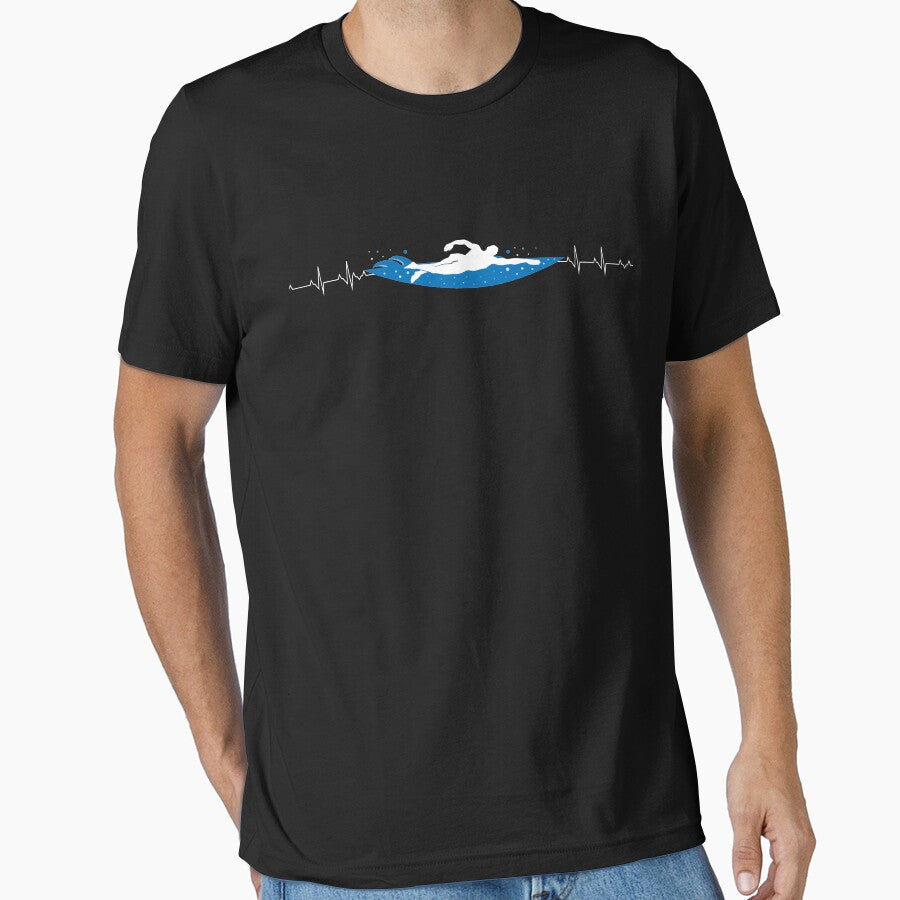 Swimming HeartBeat - Funny Swimmer by Captain Mood