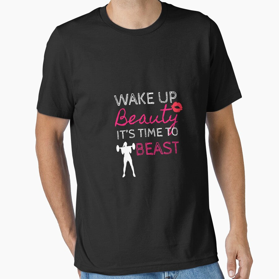 Wake Up Beauty Its Time to Beast | gym shirts | men fitness | funny exercise shirt | funny fitness shirts | workout clothes | fitness motivational gym shirts | workout shirt by Kreature Look