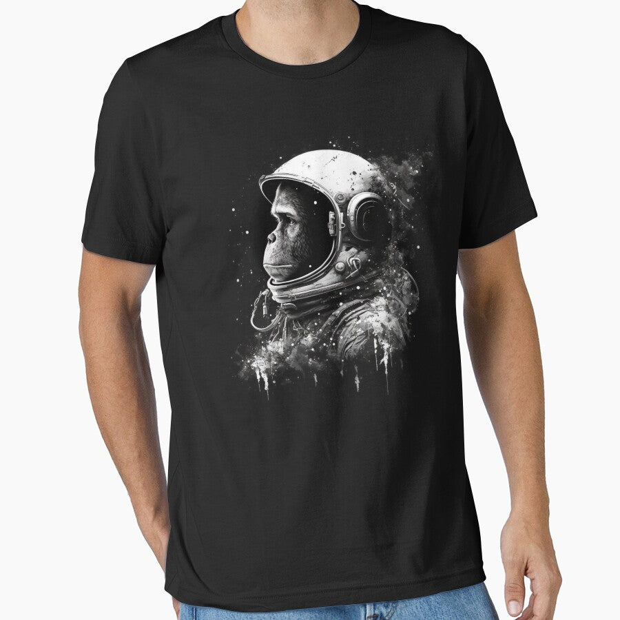 Space Monkey - Black and White Art by Top Seller ⭐⭐⭐⭐⭐ 5/5