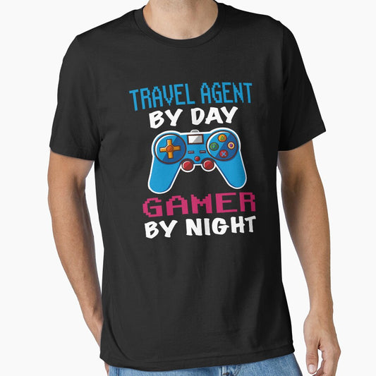 travel agent By Day Gamer By Night shirt, Funny travel agent Gamer Birthday Gift, travel agent Dad Husband Boyfriend Video games Lovers Christmas Gift by xlnv