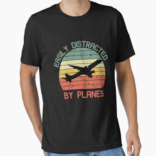 Easily Distracted by Airplanes – Vintage retro sunset funny saying planes by SkeletonsDanger