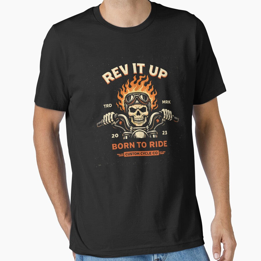 Motorcycle Skull Rev It Up T-Shirt by Matinez Pink