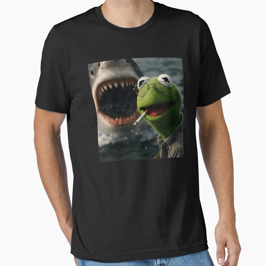Smoking Frog Meme Shark Attack Parody Vintage Dark Humor by CrossKateOne
