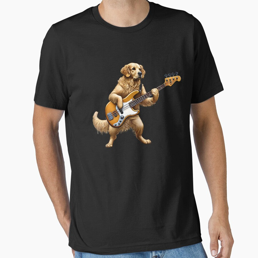 Golden Retriever Playing Bass Guitar Player Dog Lover by Kimberley King Art  King Art