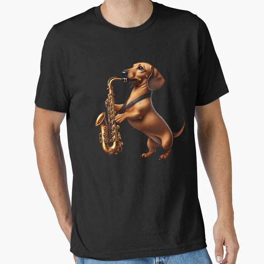Dachshund Playing Saxophone Player Dog Lover by Kimberley King Art  King Art