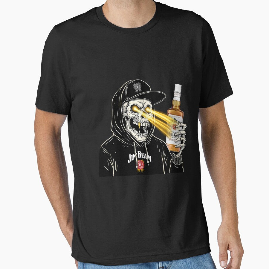 Jim Beam Skull Hoodie - Badass Whiskey Skeleton by MillieRhodes
