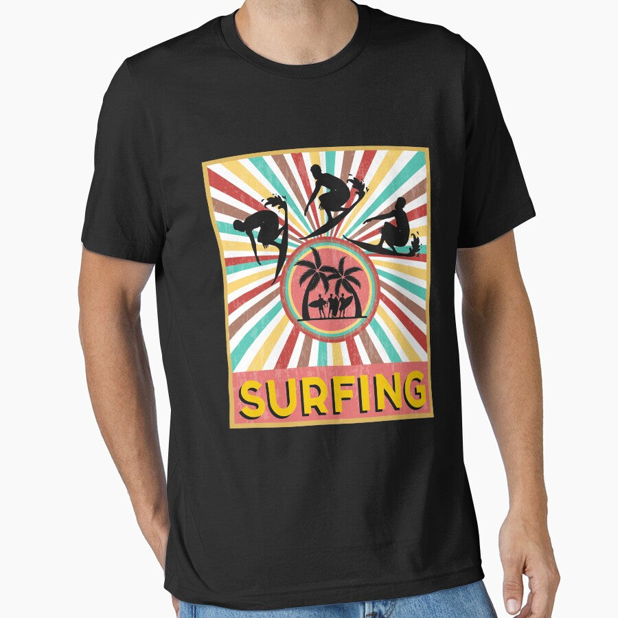 Retro Vintage 70s Style Surfing T Shirt by thuthuatna