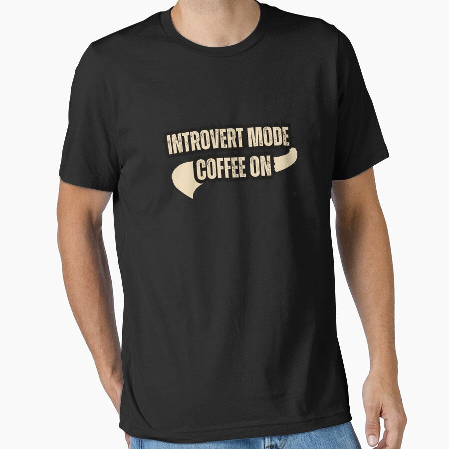 Introvert Mode Coffee On Shirt – Minimal Coffee Lover T-Shirt T-Shirt by Line-Mood1⭐️⭐️⭐️⭐️⭐️