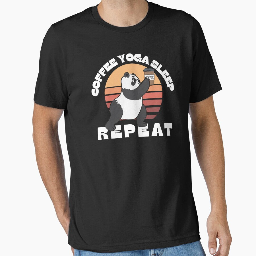 Coffee yoga sleep repeat funny yoga panda by reka88