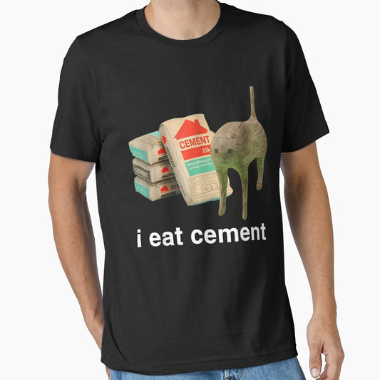 I Eat Cement Cursed Cat Funny Oddly Specific Meme T-Shirt by Yolandahamplin
