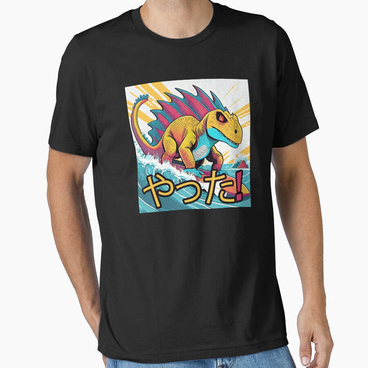 Anime Dinosaur Surfing Funny T-shirt by SOVA-PR