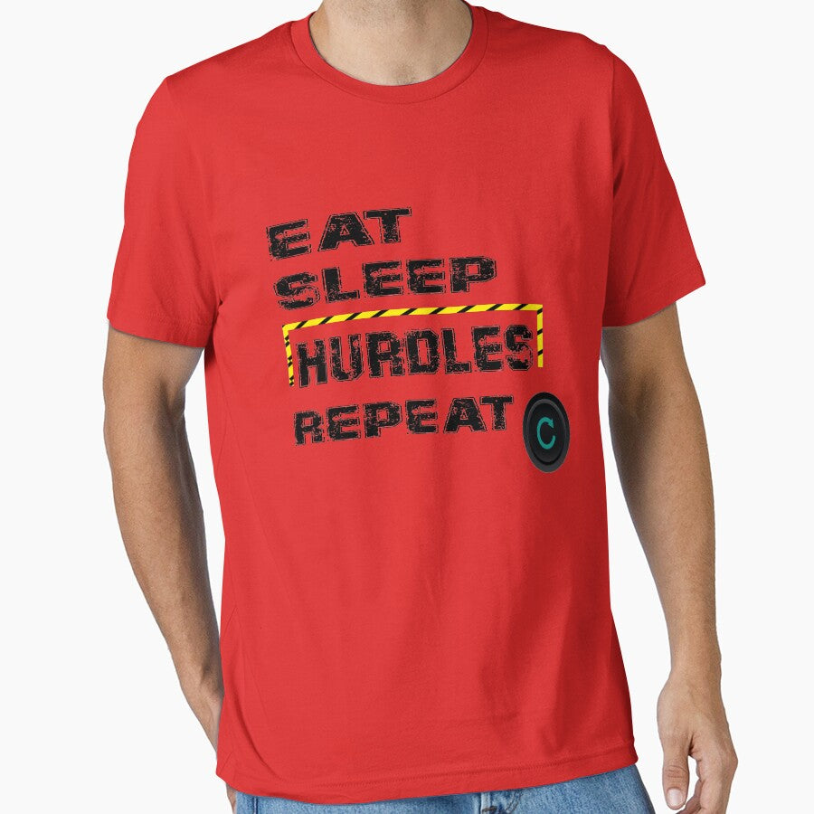 Eat Sleep Hurdles Repeat essential t-shirt by delpro