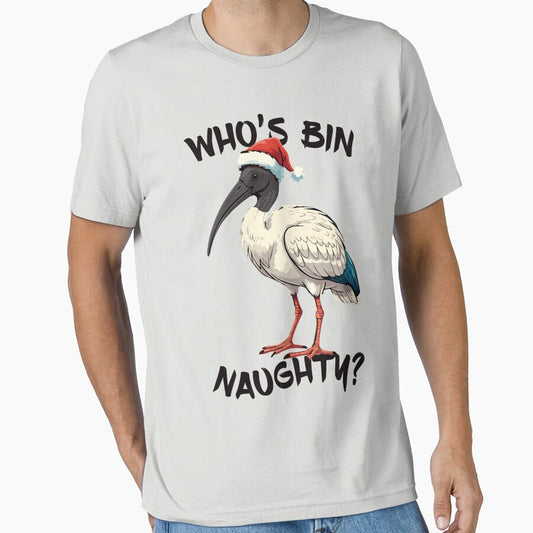 Christmas Bin Chicken - Australian Bin Chicken Christmas themed ibis with quote "Who's bin naughty" featuring an Aussie ibis bird by messy-nessie
