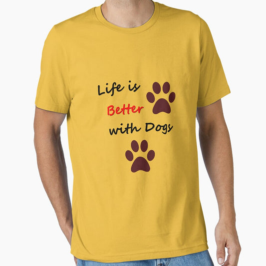Dog LoverLife is Better with Dogs Funny Letter Print Short Sleeve Top Blouse by pheno menal