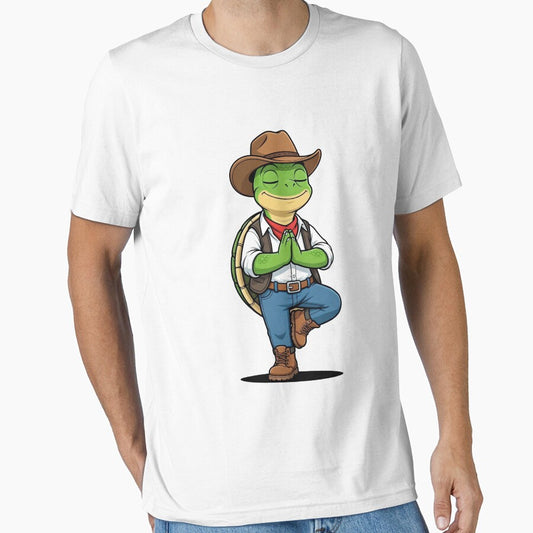 Zen Cowboy Turtle Yoga Tree Pose by Threadnovax