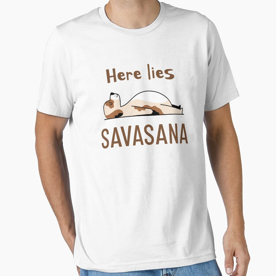 HERE LIES SAVASANA Funny Dog Yoga by LyricsWear