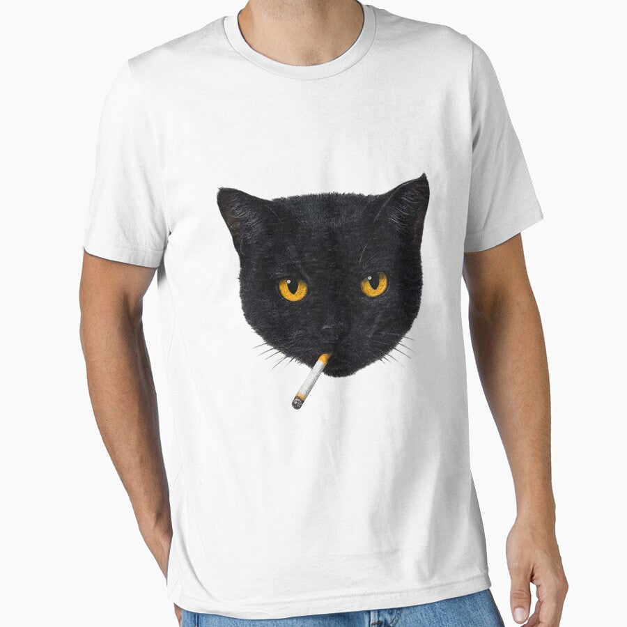 Smoking Cat Vintage Black Cat Retro 90s by FmStyleArt