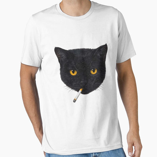 Smoking Cat Vintage Black Cat Retro 90s by FmStyleArt