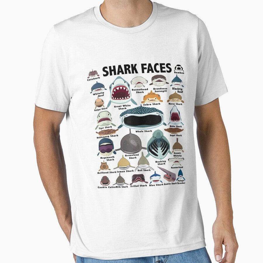 Types Of Shark Identification - Shark Faces - Shark Heart by DarrinLindstrom