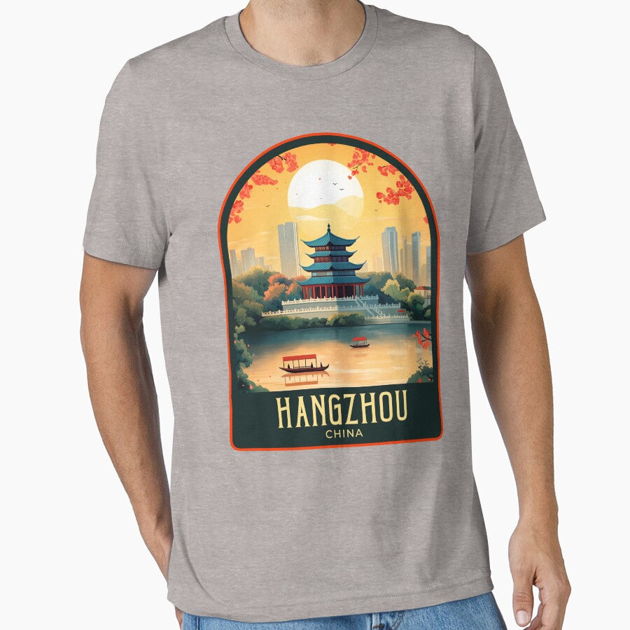 Hangzhou Vintage Travel Illustration by HomeLivingCo