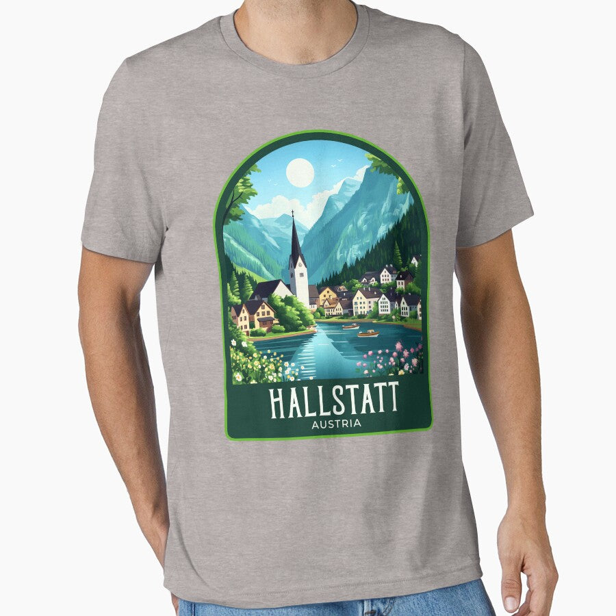 Hallstatt Vintage Travel Illustration by HomeLivingCo