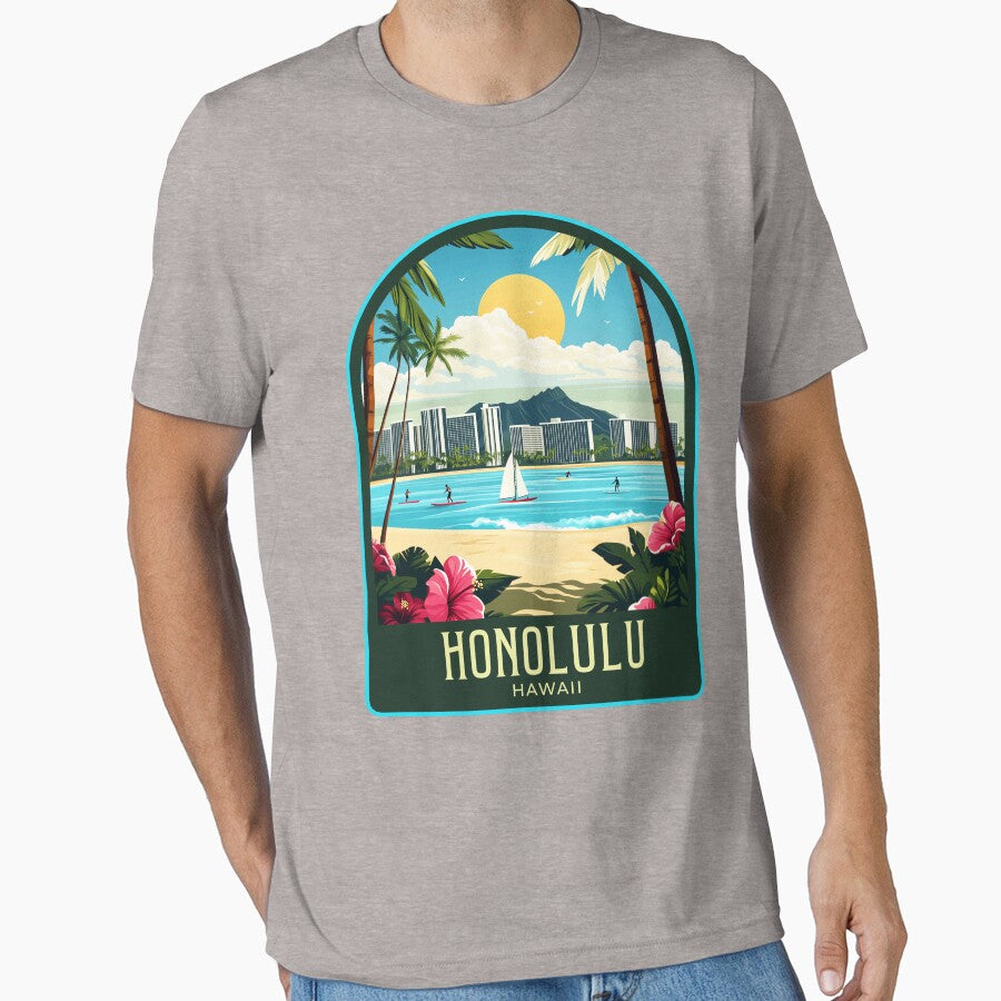 Honolulu Vintage Travel Illustration by HomeLivingCo