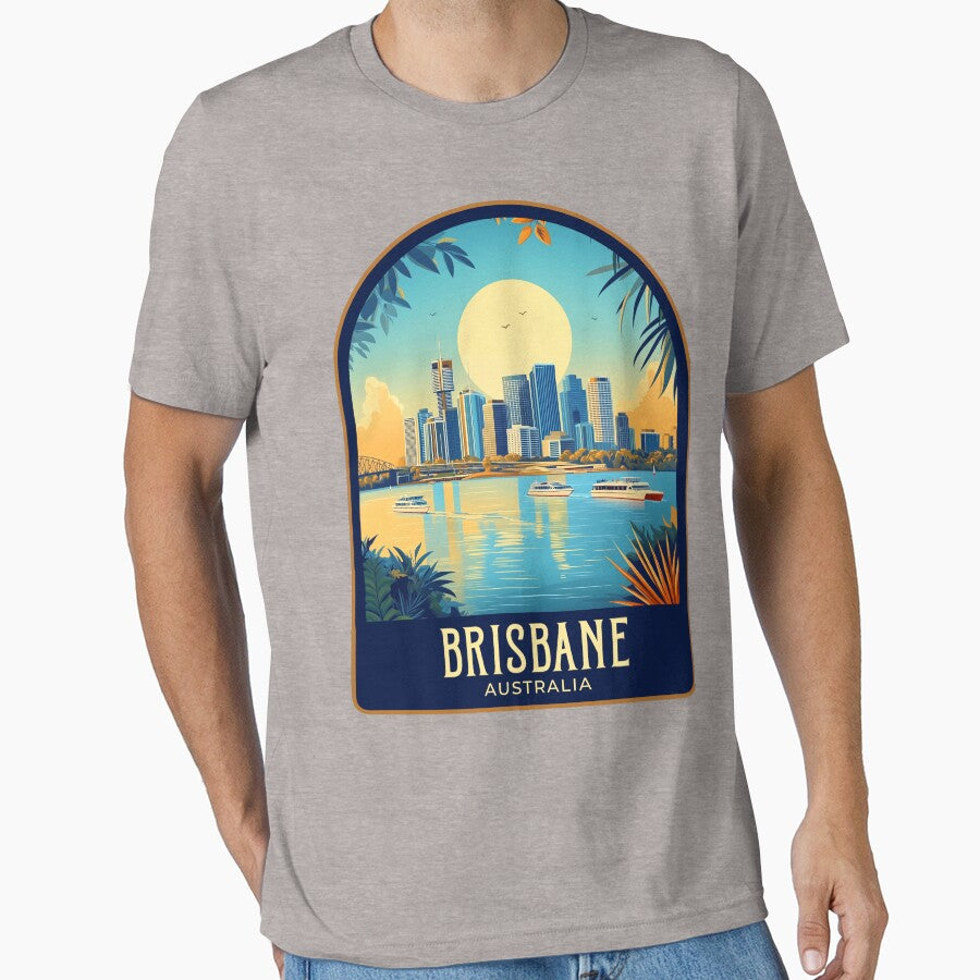 Brisbane Vintage Travel Illustration by HomeLivingCo