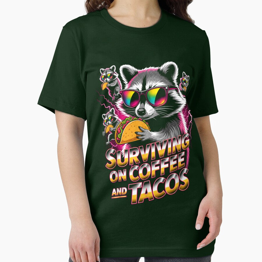 Surviving on Coffee and Tacos Funny Coffee Lover Taco Lover Food Humor Gift by FerasArtFiveS