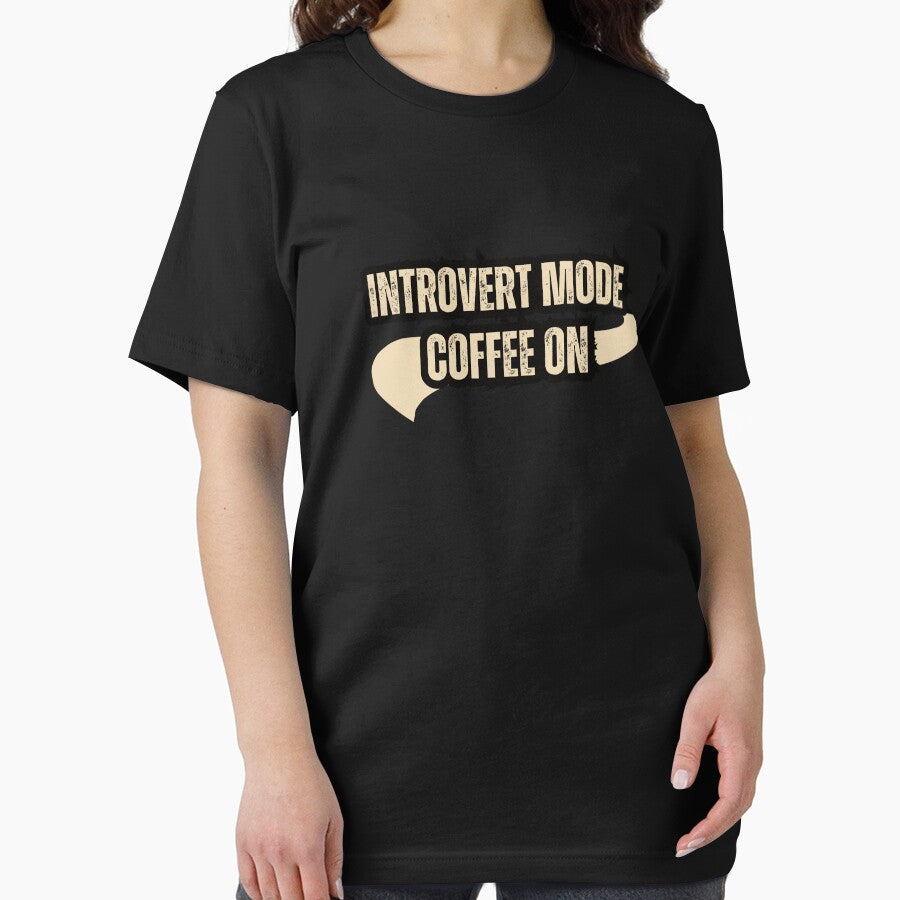 Introvert Mode Coffee On Shirt – Minimal Coffee Lover T-Shirt T-Shirt by Line-Mood1⭐️⭐️⭐️⭐️⭐️