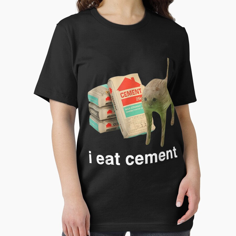 I Eat Cement Cursed Cat Funny Oddly Specific Meme T-Shirt by Yolandahamplin