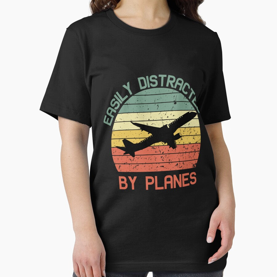 Easily Distracted by Airplanes – Vintage retro sunset funny saying planes by SkeletonsDanger