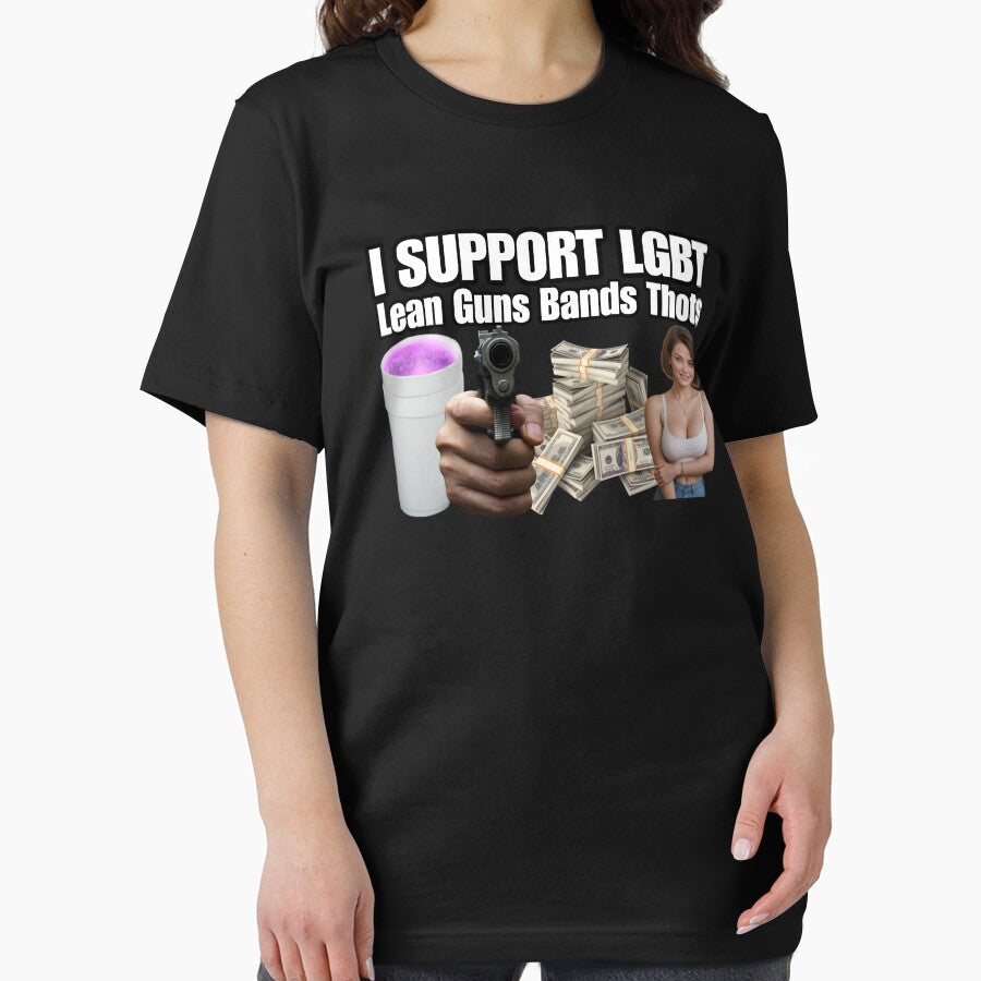 I Support LGBT Lean Guns Bands Thots. Funny Acronym Parody Joke Offensive Humor by SillyMerchant